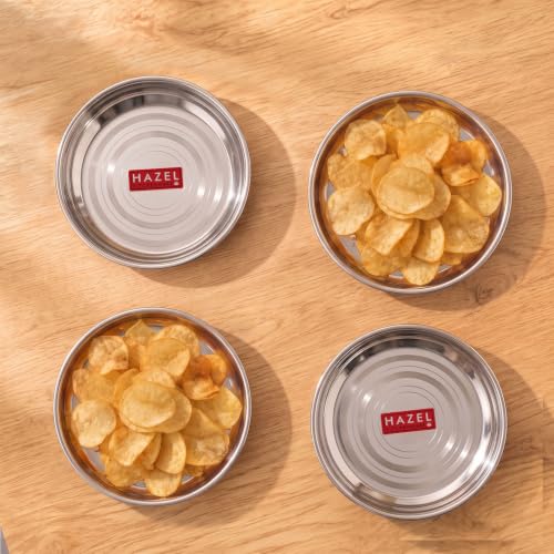 Image 1 of Default Title for the product HAZEL Stainless Steel Plates Set for Serving Dessert, 300 ML, Set of 4