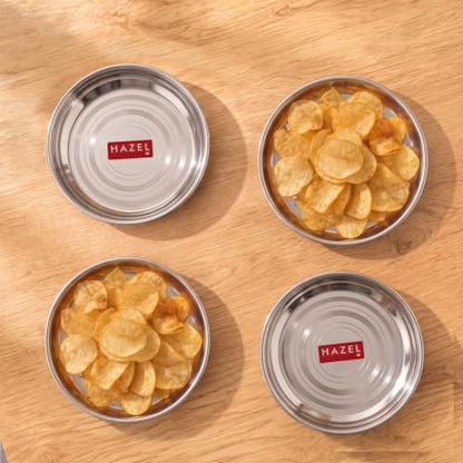 Image 1 of Default Title for the product HAZEL Stainless Steel Plates Set for Serving Dessert, 300 ML, Set of 4