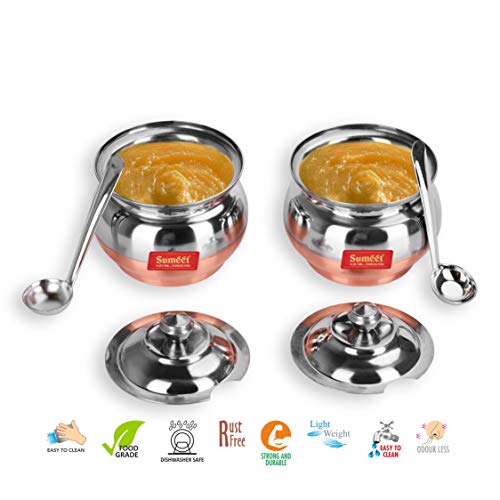 Image 3 of Sumeet Stainless Steel Traditional Ghee Pot 300ml - 2 Piece