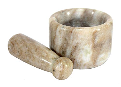 Image 7 of KLEO Stone Mortar and Pestle (Very Small Size) Ginger, Medicine Pills Grinder Masher - (3 Inch) (Brown)