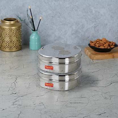 Image 7 of Sumeet Stainless Steel Designer Square Storage Containers Box Set of 2, 600ml