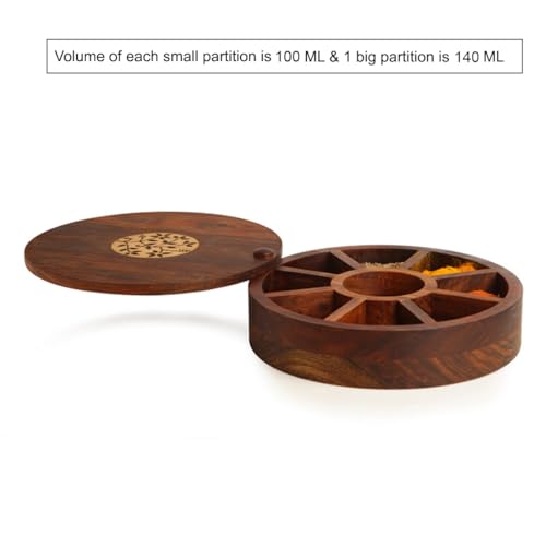 Image 9 of ExclusiveLane Sheesham Wooden Spice Box for Kitchen