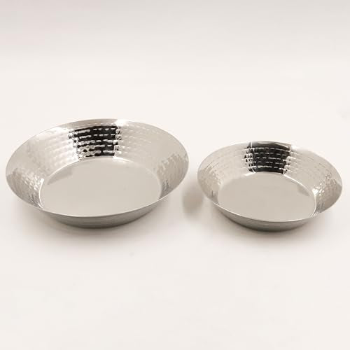 Image 1 of Default Title for the product Spillbox Stainless Steel Hammered Parat Lunch Plate Set - Set of 2