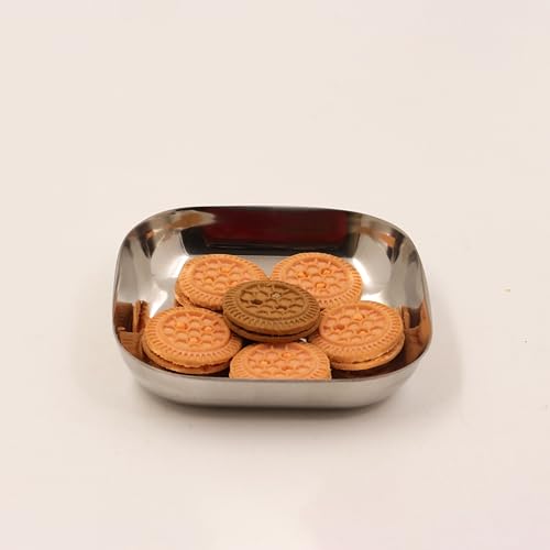 Image 3 of Medium-1 for the product Spillbox Stainless Steel Halwa Plates