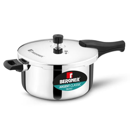 Image 5 of 6.5 Litres for the product Bergner Argent Classic Triply Stainless Steel Pressure Cooker