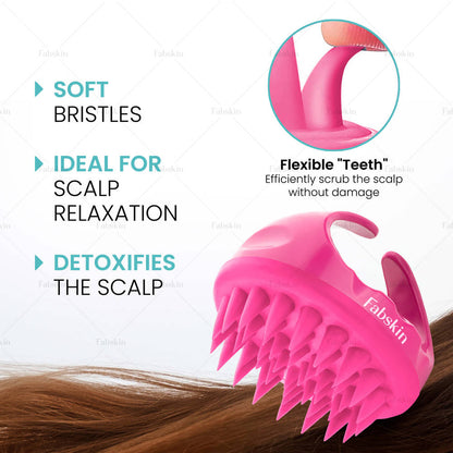 Image 2 of Fabskin Hair Scalp Massager & Shampoo Hair Brush - Pink