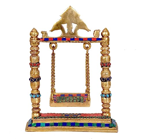 Image 5 of AONA Brass Swing Jhula for Ladoo Gopal Idol Krishna Statue