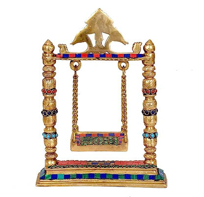 Image 5 of AONA Brass Swing Jhula for Ladoo Gopal Idol Krishna Statue