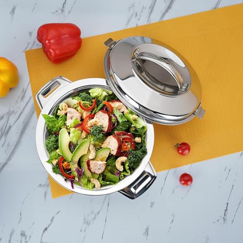 Image 7 of Sumeet Stainless Steel Insulated Casserole Hot Pot – Double Wall Thermal Hot Food Container, 1.6L, Mirror Finish, Silver