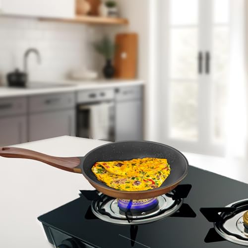 Image 5 of Preethi Artistic Collection Die Cast Non Stick Fry Pan, 24 cm,with Glass Lid, 5 Star Non Stick Effect, Cook & Serve, Earthy Brown