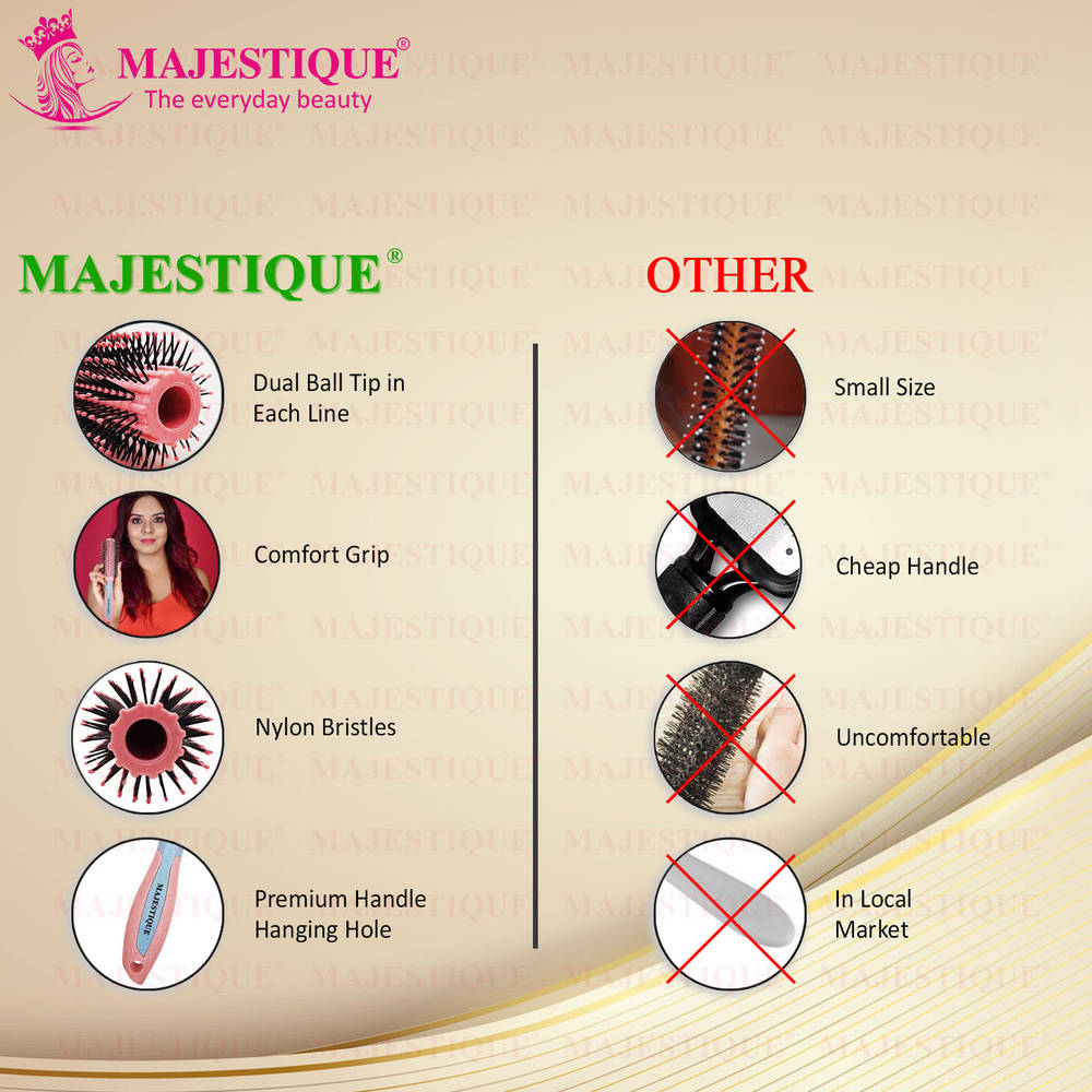 Image 5 of Majestique Roller Hair Brush for Blow Drying & Hair Styling - Nylon Bristles - Color May Vary