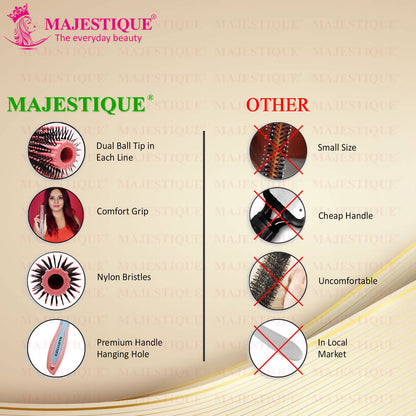 Image 5 of Majestique Roller Hair Brush for Blow Drying & Hair Styling - Nylon Bristles - Color May Vary