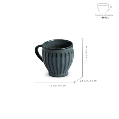 Image 5 of ExclusiveLane Ribbed Medley Ceramic Tea Cups Set of 6 110 ml