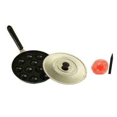 Image 6 of Xtend Royal Single Handle 12 Cavity Appam Patra Paddu Paniyarakkal Maker Chatty Paniyaram Pan Ponganal Baati Litti Baking Pot with Steel Lid (Aluminium, Non-Stick)