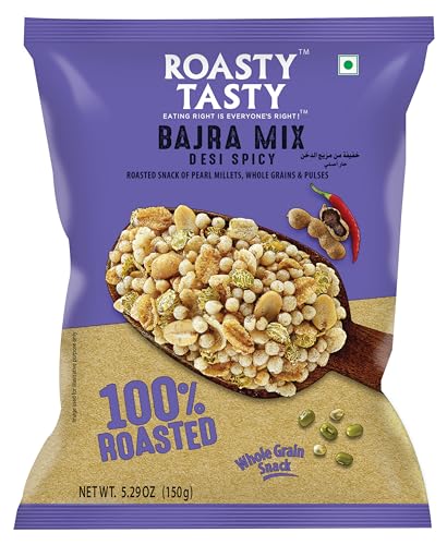 Image 8 of BAJRA MIX DESI SPICY / 150 g (Pack of 5) for the product Roasty Tasty Bajra Mix Desi Spicy Millet Namkeen