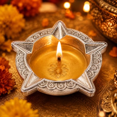 Image 1 of Default Title for the product Dev Aastha 999 Silver Plated Panchmukhi Diya