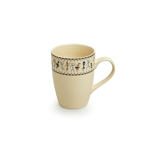 Image 3 of ExclusiveLane Warli Village Tales Handcrafted Ceramic Coffee Mugs Set of 6 (300 ml)