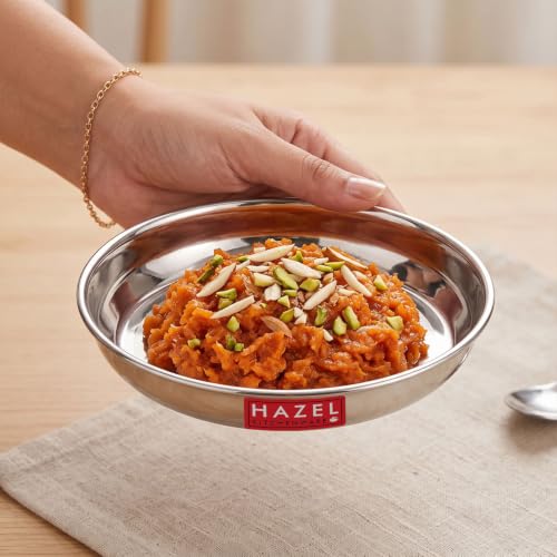 Image 2 of HAZEL Stainless Steel Plates Set for Serving Dessert, 300 ML, Set of 4