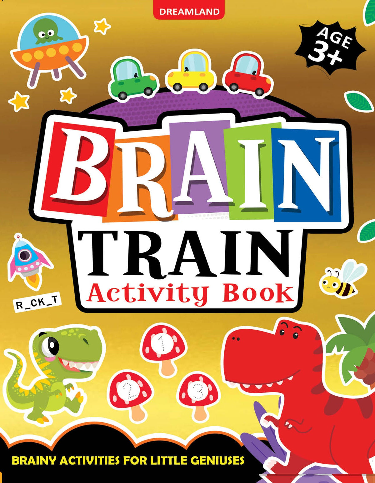 Image 1 of Paperback for the product Dreamland Publications Brain Train Activity Book for Kids Age 3+ - With Colouring Pages, Mazes, Puzzles and Word searches Activities