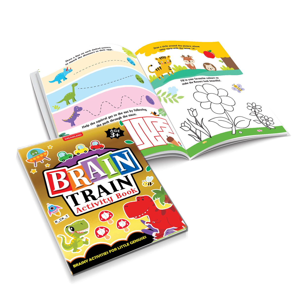 Image 5 of Dreamland Publications Brain Train Activity Book for Kids Age 3+ - With Colouring Pages, Mazes, Puzzles and Word searches Activities