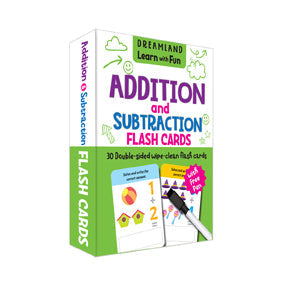 Image 1 of Flash Cards for the product Dreamland Flash Cards Addition and Subtraction - 30 Double Sided Wipe Clean Flash Cards for Kids (With Free Pen)