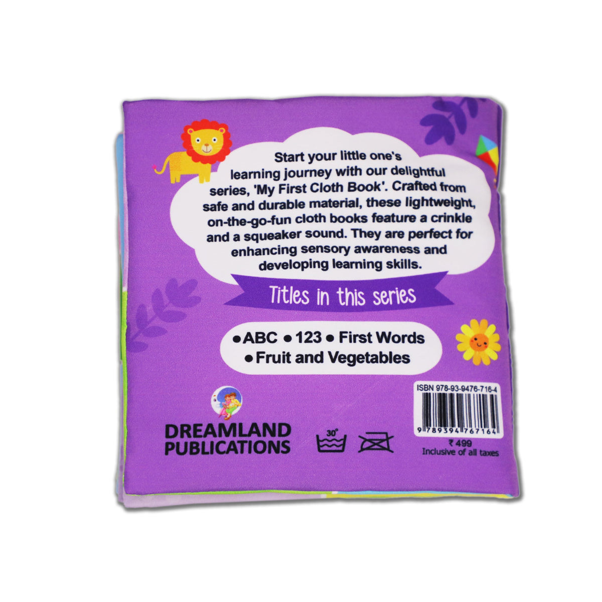 Image 8 of Dreamland Publications Baby My First Cloth Book ABC with Squeaker and Crinkle Paper, Non-Toxic Early Educational Toy for Toddler, Infants