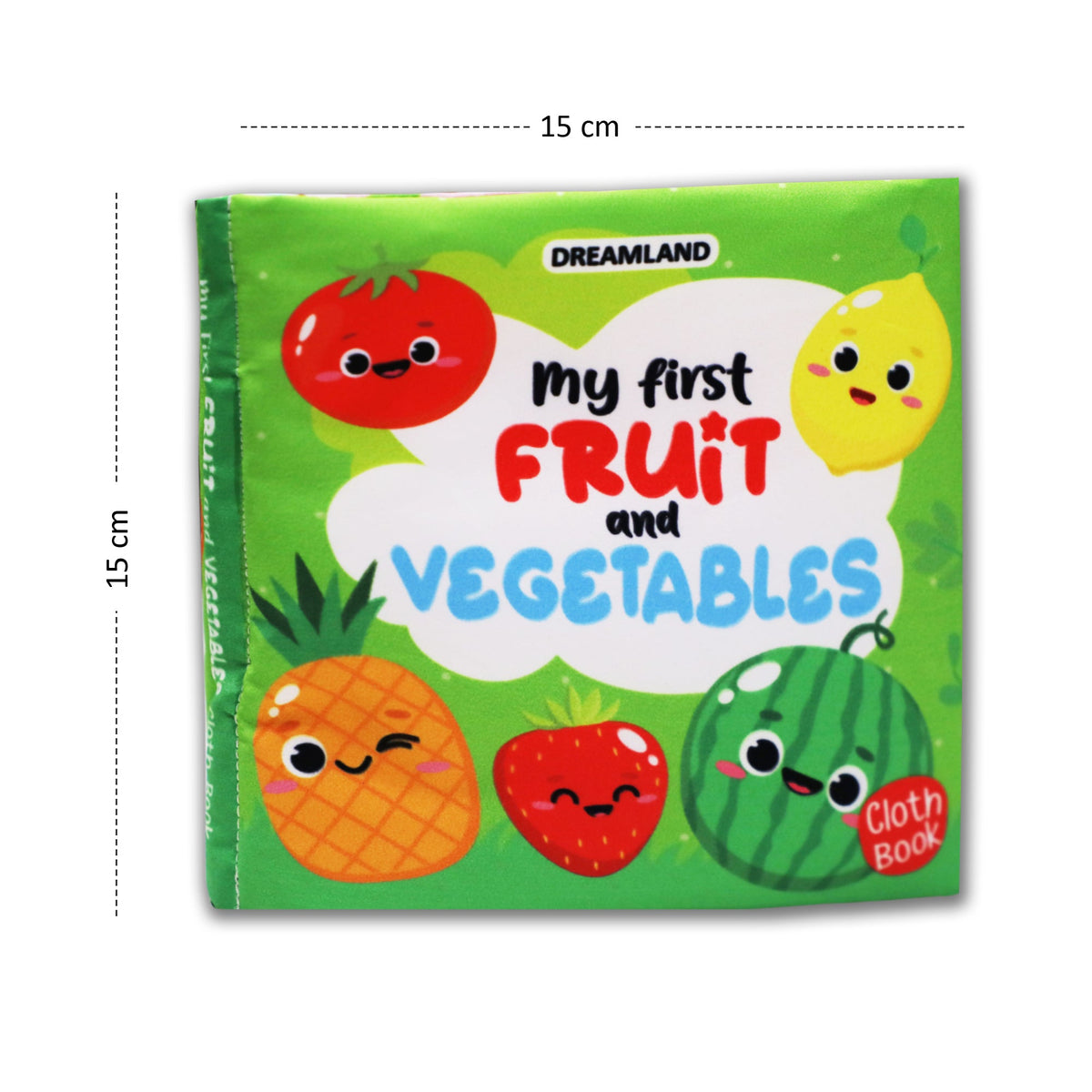 Image 3 of Dreamland Publications Baby My First Cloth Book Fruit and Vegetables with Squeaker and Crinkle Paper, Non-Toxic Early Educational Toy for Toddler, Infants