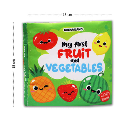 Image 3 of Dreamland Publications Baby My First Cloth Book Fruit and Vegetables with Squeaker and Crinkle Paper, Non-Toxic Early Educational Toy for Toddler, Infants