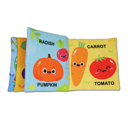 Image 4 of Dreamland Publications Baby My First Cloth Book Fruit and Vegetables with Squeaker and Crinkle Paper, Non-Toxic Early Educational Toy for Toddler, Infants