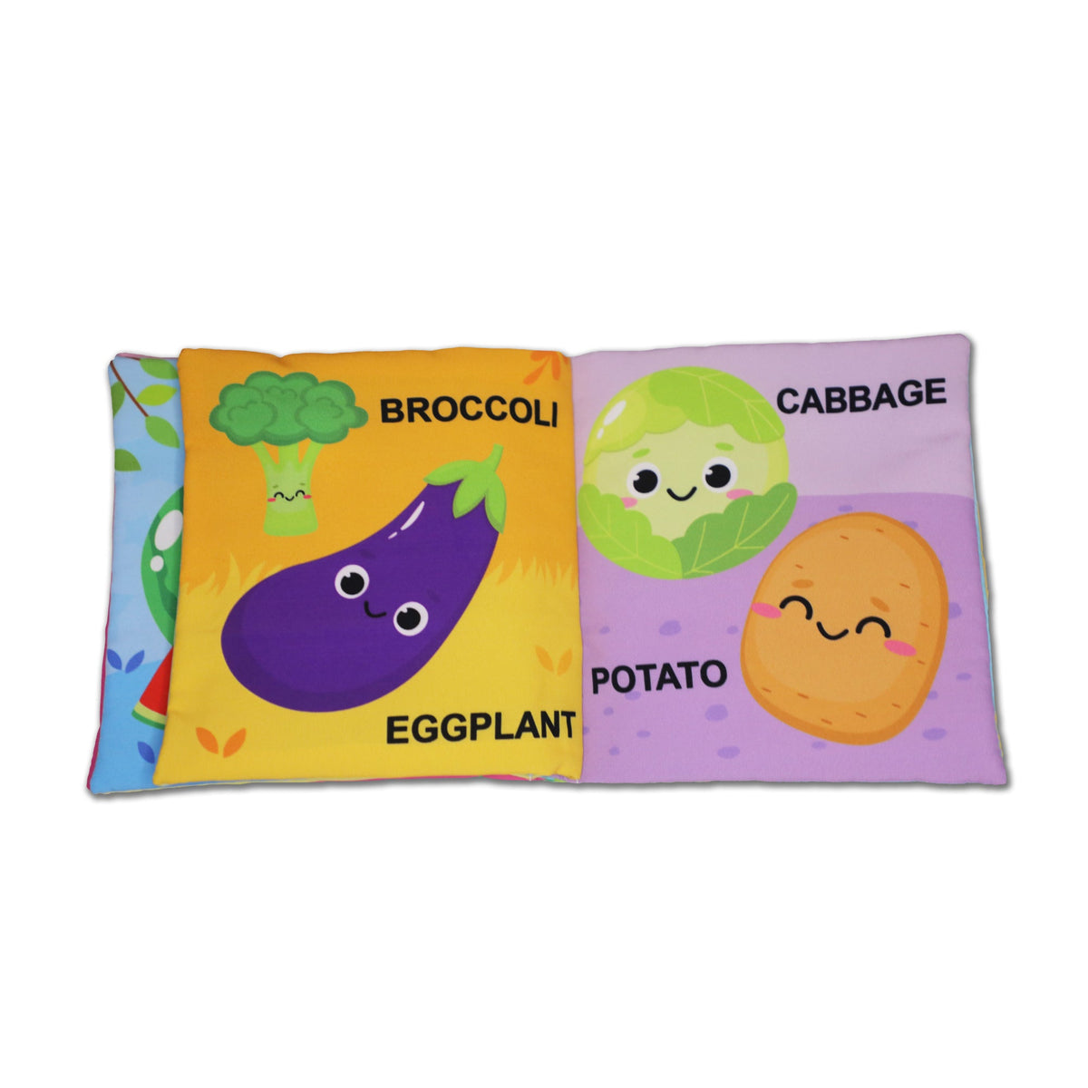Image 5 of Dreamland Publications Baby My First Cloth Book Fruit and Vegetables with Squeaker and Crinkle Paper, Non-Toxic Early Educational Toy for Toddler, Infants