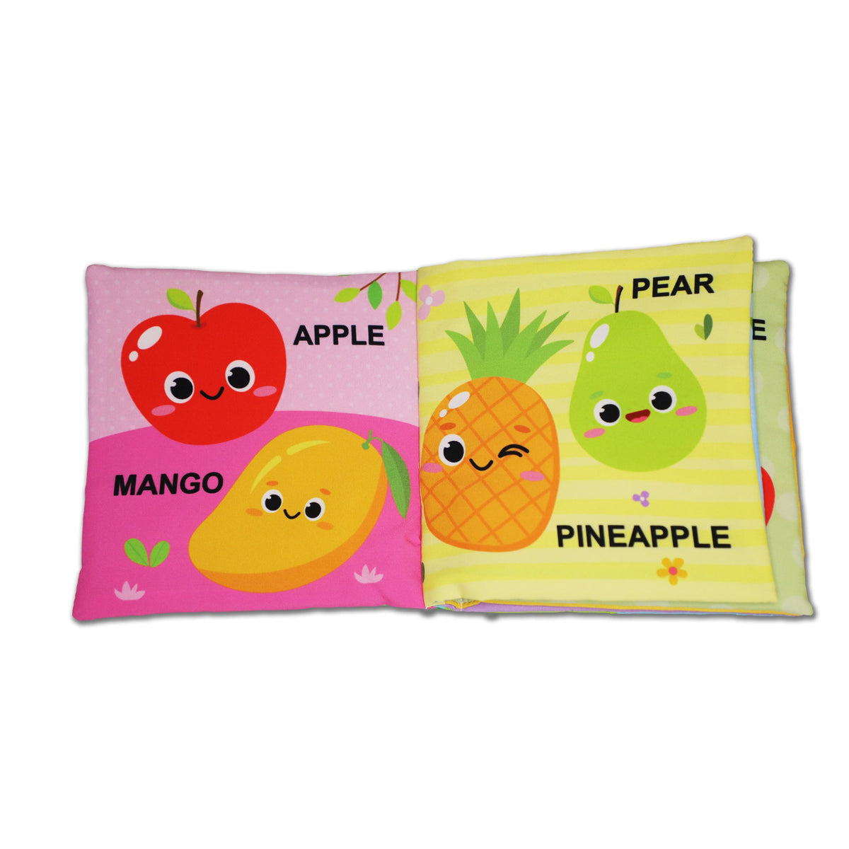 Image 6 of Dreamland Publications Baby My First Cloth Book Fruit and Vegetables with Squeaker and Crinkle Paper, Non-Toxic Early Educational Toy for Toddler, Infants