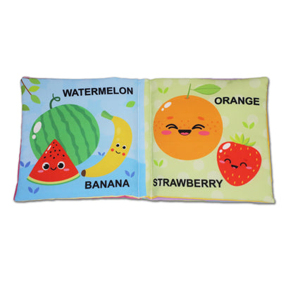 Image 7 of Dreamland Publications Baby My First Cloth Book Fruit and Vegetables with Squeaker and Crinkle Paper, Non-Toxic Early Educational Toy for Toddler, Infants