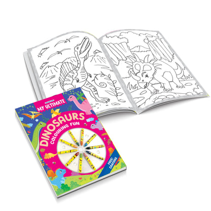 Image 3 of Dreamland Publications My Ultimate Dinosaurs Colouring Fun Book with Free Crayons : Children's Colouring Book