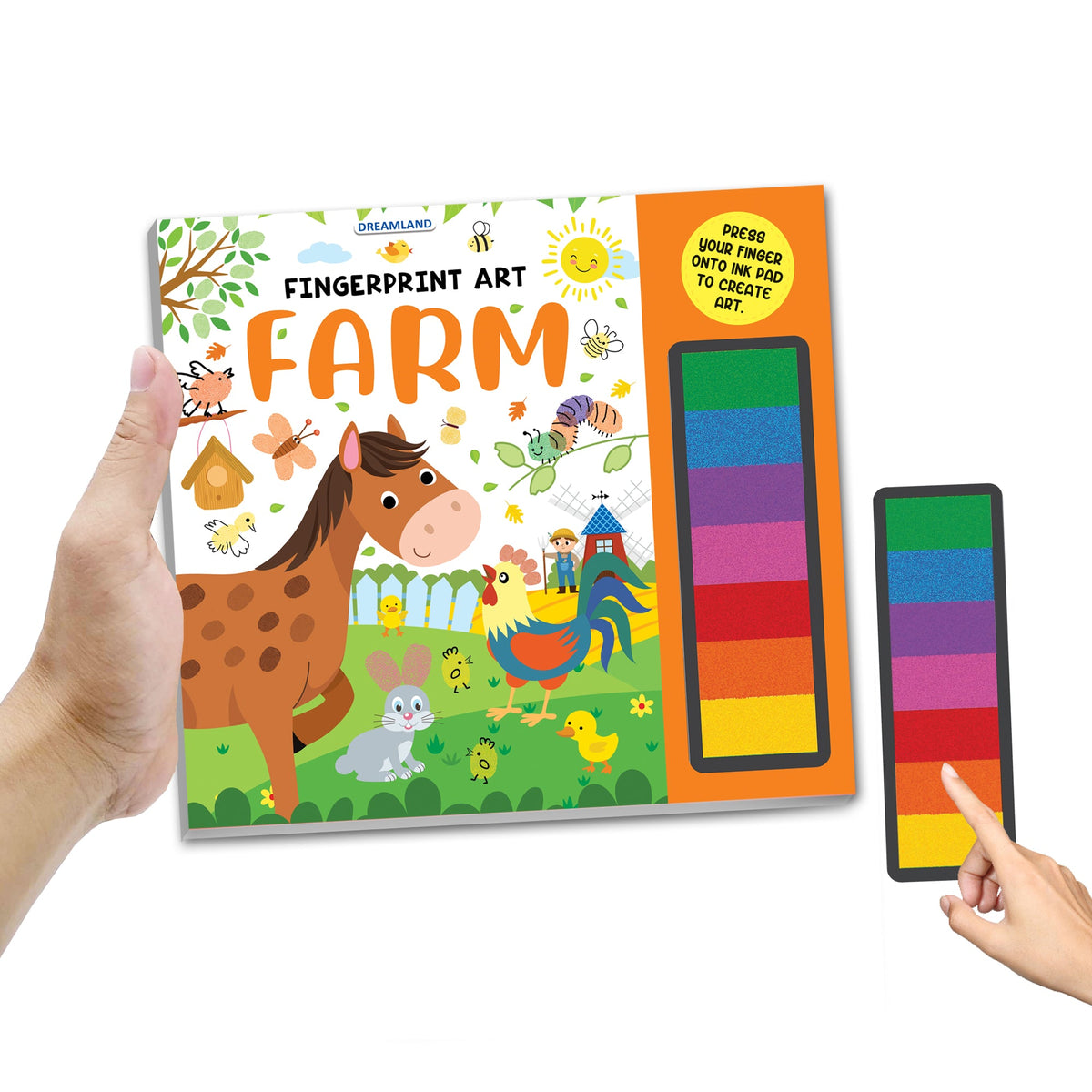 Image 2 of Dreamland Publications Fingerprint Art Activity Book for Children - Farm with Thumbprint Gadget