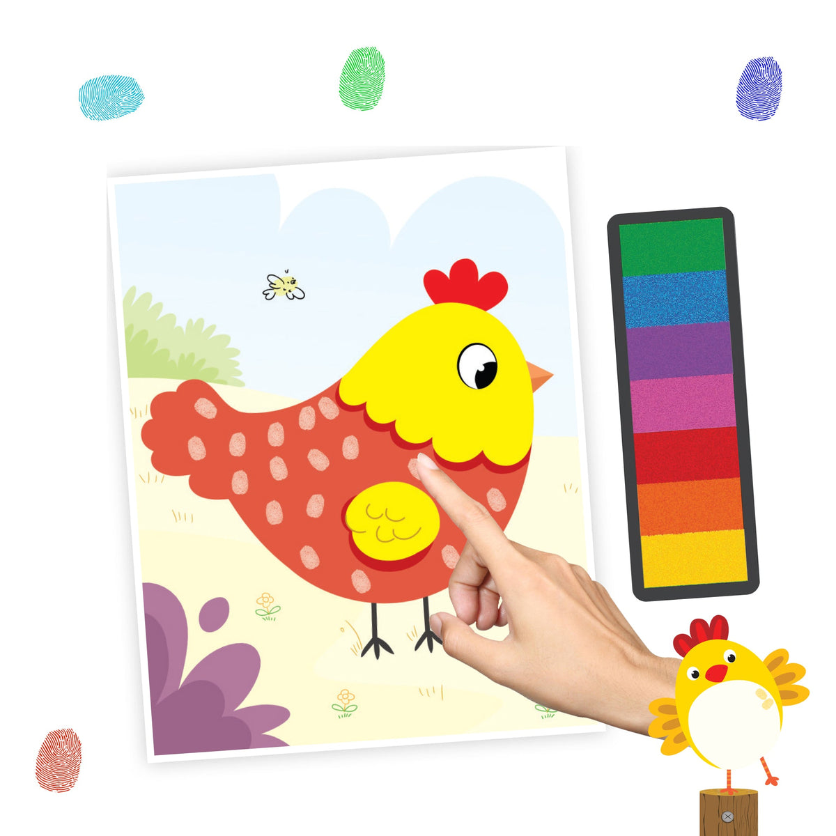 Image 3 of Dreamland Publications Fingerprint Art Activity Book for Children - Farm with Thumbprint Gadget