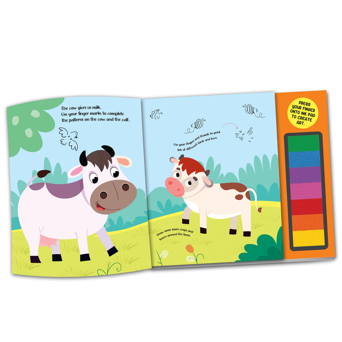 Image 4 of Dreamland Publications Fingerprint Art Activity Book for Children - Farm with Thumbprint Gadget