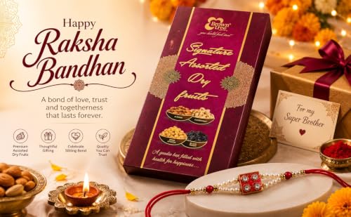 Image 4 of Brown tree Dry Fruits Rakhi Gift Hamper Signature 4P-140g