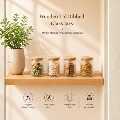 Image 4 of ExclusiveLane Basics Nordic Glass Airtight Glass Container for Kitchen Storage Set of 4 270 ml