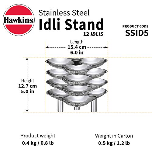 Image 4 of Hawkins Stainless Steel Idli Stand - 12 Idlis, (For 5 Litre and bigger Pressure Cooker), Silver (SSID5)