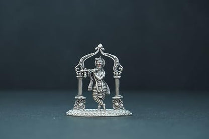 Image 3 of Dista Silvers Antique Krishna Idol with Frame 15.90G