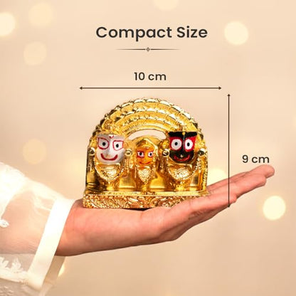 Image 6 of Astrotalk Shri Jagannath Idol (4x3.5 Inch) | Gold Plated Trio Murti | for Protection & Positivity | Car Dashboard God Idol | Home Decor for Living Room & Office | Gift for Man & Woman