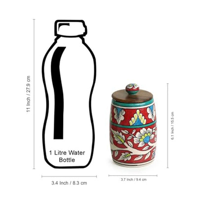 Image 5 of ExclusiveLane Mughal Drum Ceramic Jars for Kitchen Storage Set of 4, 570 ml Each