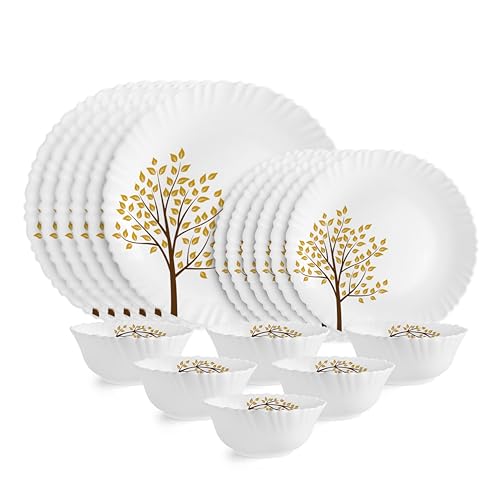 Image 1 of Default Title for the product CELLO Tree of Life Dazzle Series Opalware Dinner Set of 18 Pieces for Family of 6