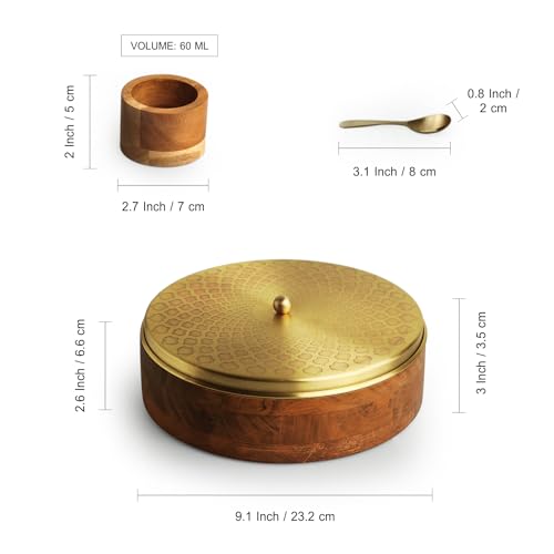 Image 7 of ExclusiveLane Mughal Brass & Wooden Spice Box with Spoon 7 Containers 48 gram