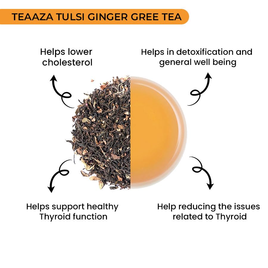 Image 6 of Teaaza Green Tea With Tulsi And Ginger Blend -100 Grams