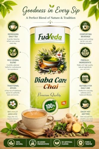 Image 5 of FudVeda Premium Natural Loose Leaf Tea Authentic Tea Blend Rich Aroma & Smooth Taste Hygienically Packed Daily Refreshment (Diaba Care Chai)