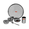 Image 1 of Default Title for the product Sumeet Stainless Steel Solid Heavy Gauge Mirror Finish Dinner Set Of 6 Pcs (1 Plate, 1 Small/Halwa Plate, 2 Bowl/Wati, 1 Glass, 1 Spoon)
