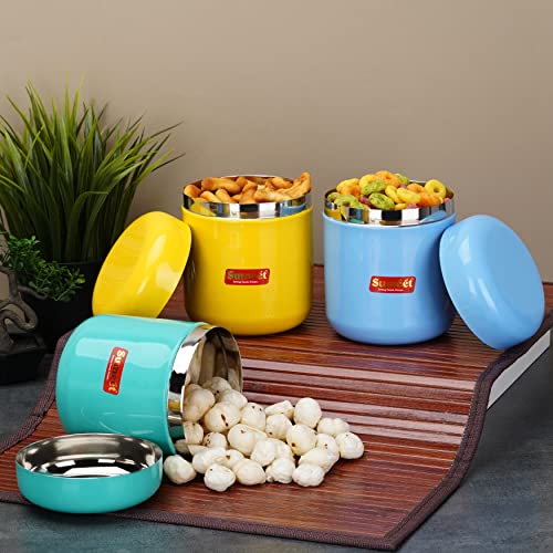 Image 6 of Sumeet Stainless Steel Multi Color Small Canisters/Jars/Storage Containers