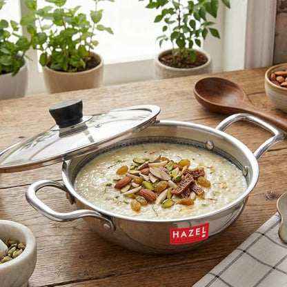 Image 13 of Honeycomb Triply Kadhai and Lid / 2500 ml for the product HAZEL Triply Stainless Steel Kadhai