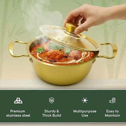 Image 6 of Spillbox Stainless Steel Gold Coated Serving Bowl with Lid (Small)